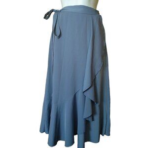 Chicwish Blue Wrap Skirt Midi Ruffle Size 30-32?  Romantic Please Read